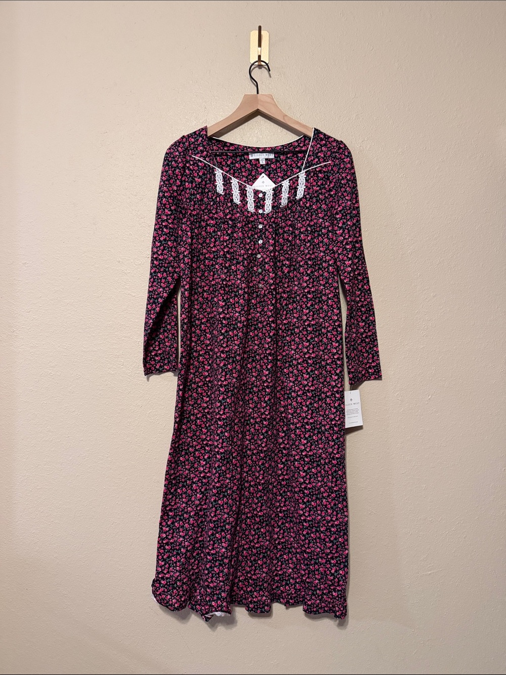 Eileen West Floral Cotton Jersey Knit Ballet Traditional Nightgown Sz Small NWT